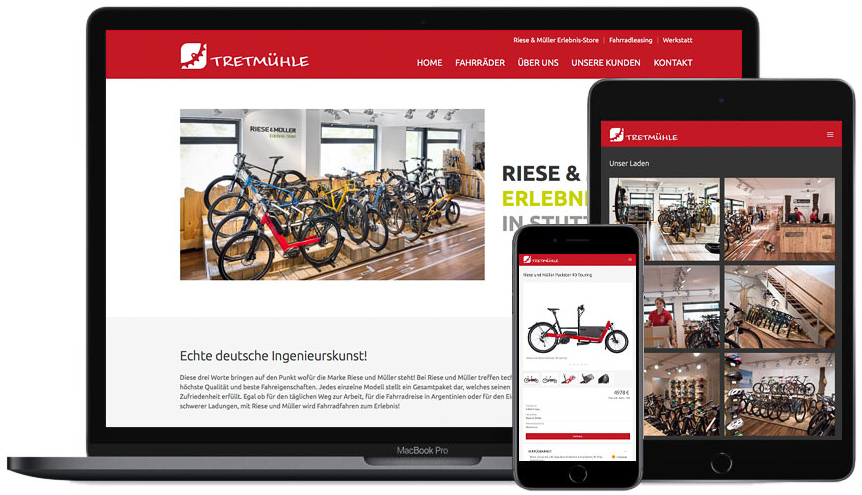 verschiedene Endgeräte zeigen Homepage im responsiven Webdesign